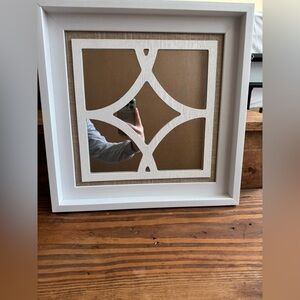 Farmhouse Window Style Mirror with Burlap Inlay